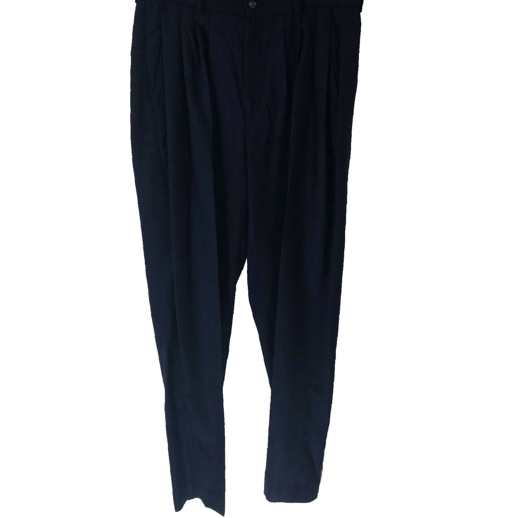 NEXT RPM The Next Wave Mens Dress Pants Casual Navy Blue 32 X 30 Straight Leg Front Pleated Belt Loops Zipper Button Classic Cotton Blend Machine Washable Size US 32 / EU 48 - 2 Thumbnail