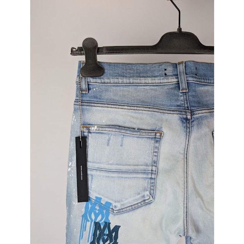 Amiri o1rshd1 MA Drip Skinny Denim Jeans in Light Indigo 32 Size US 32 / EU 48 - 17 Thumbnail