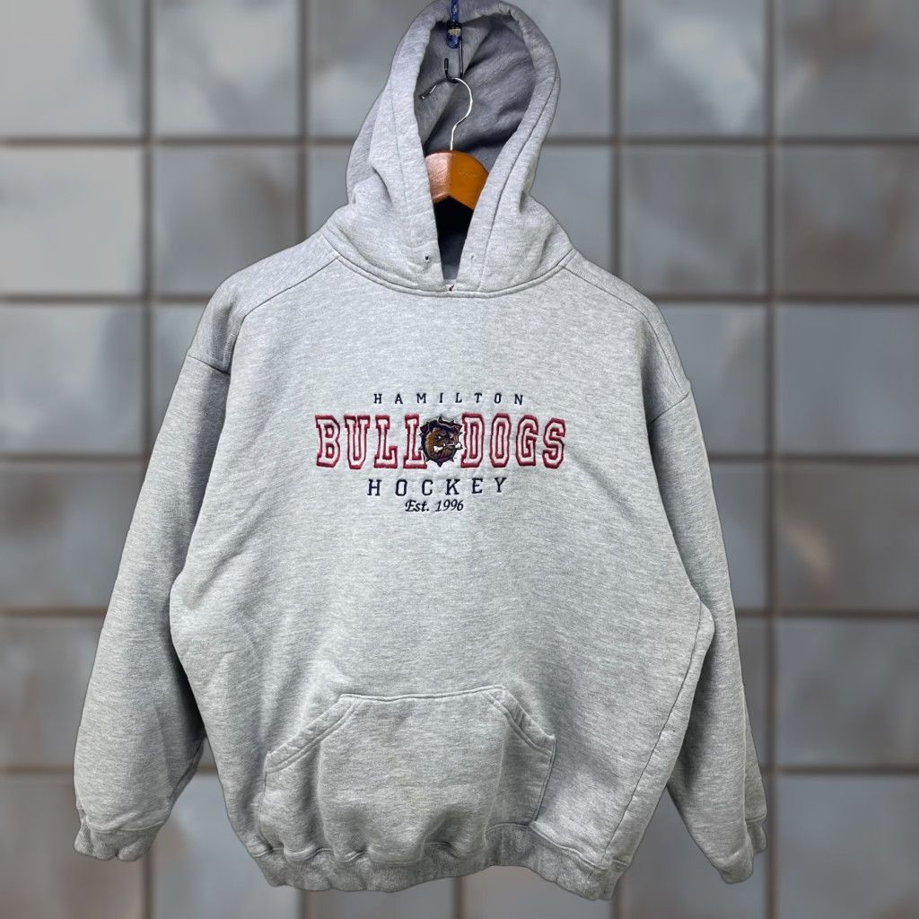 Hamilton VINTAGE Hamilton Bulldogs Hoodie XL Mens Gray 90s Pullover Size US XL / EU 56 / 4 - 1 Thumbnail