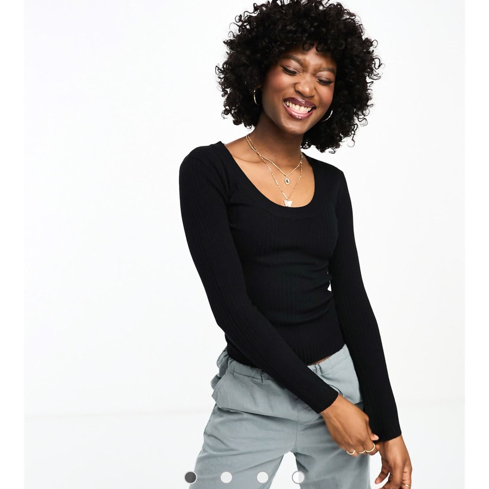 Asos ASOS Womens Black Scoop Neck Long Sleeve Knit Sweater 4 NWOT Size S / US 4 / IT 40 - 1 Thumbnail