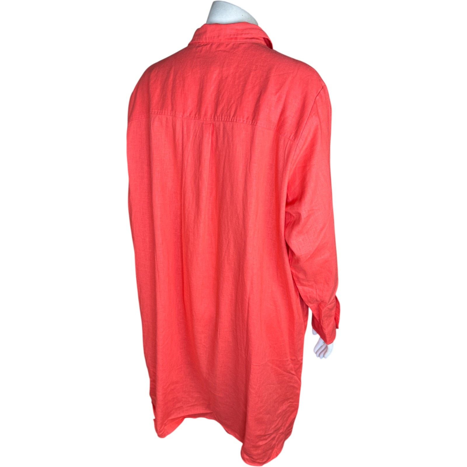 Other Encore Idina Menzel Coral Linen Blend Tunic Shirt Dress LP Size L / US 10 / IT 46 - 5 Thumbnail
