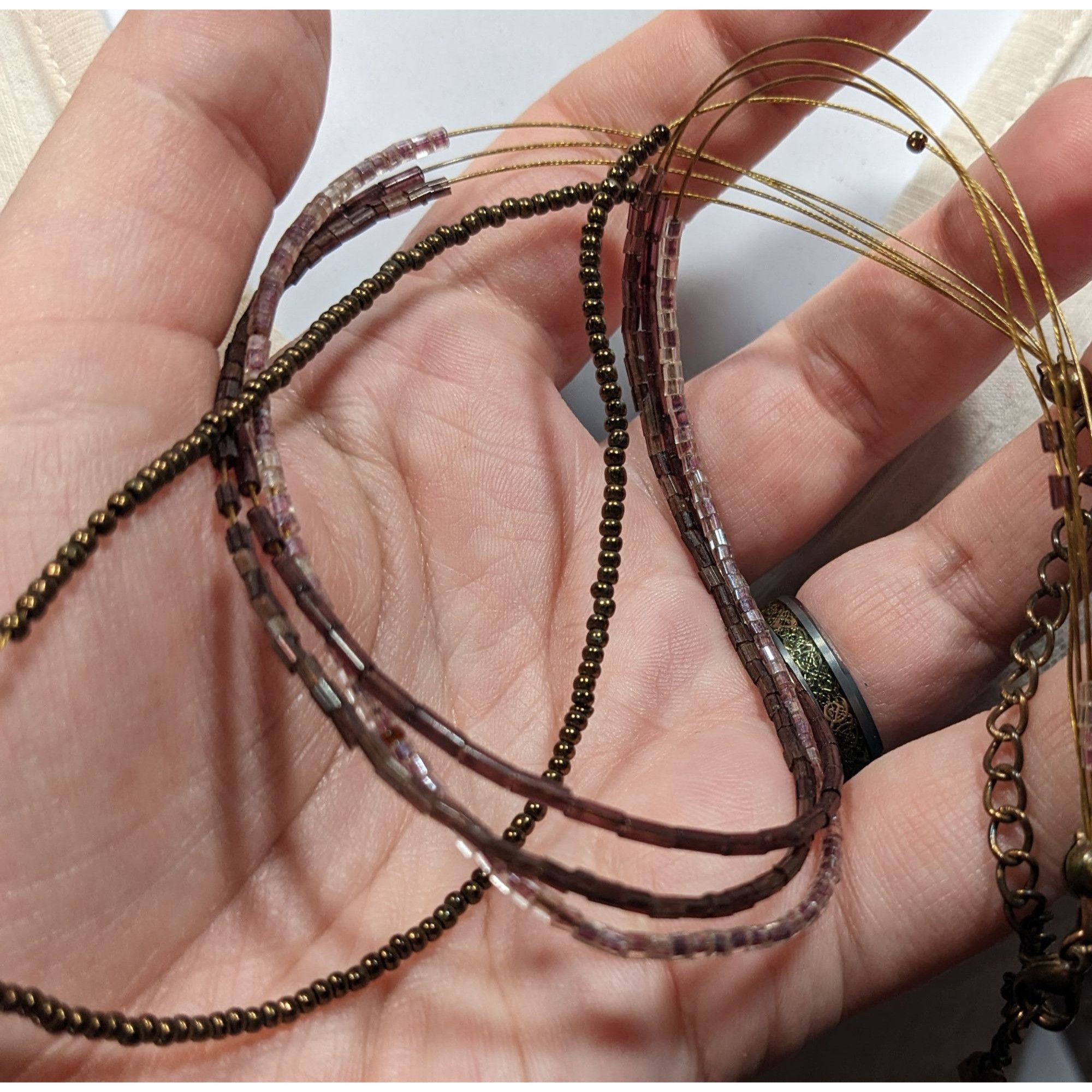 Other Simple Layered Brown And Purple Glass Beaded Necklace Size ONE SIZE - 3 Thumbnail