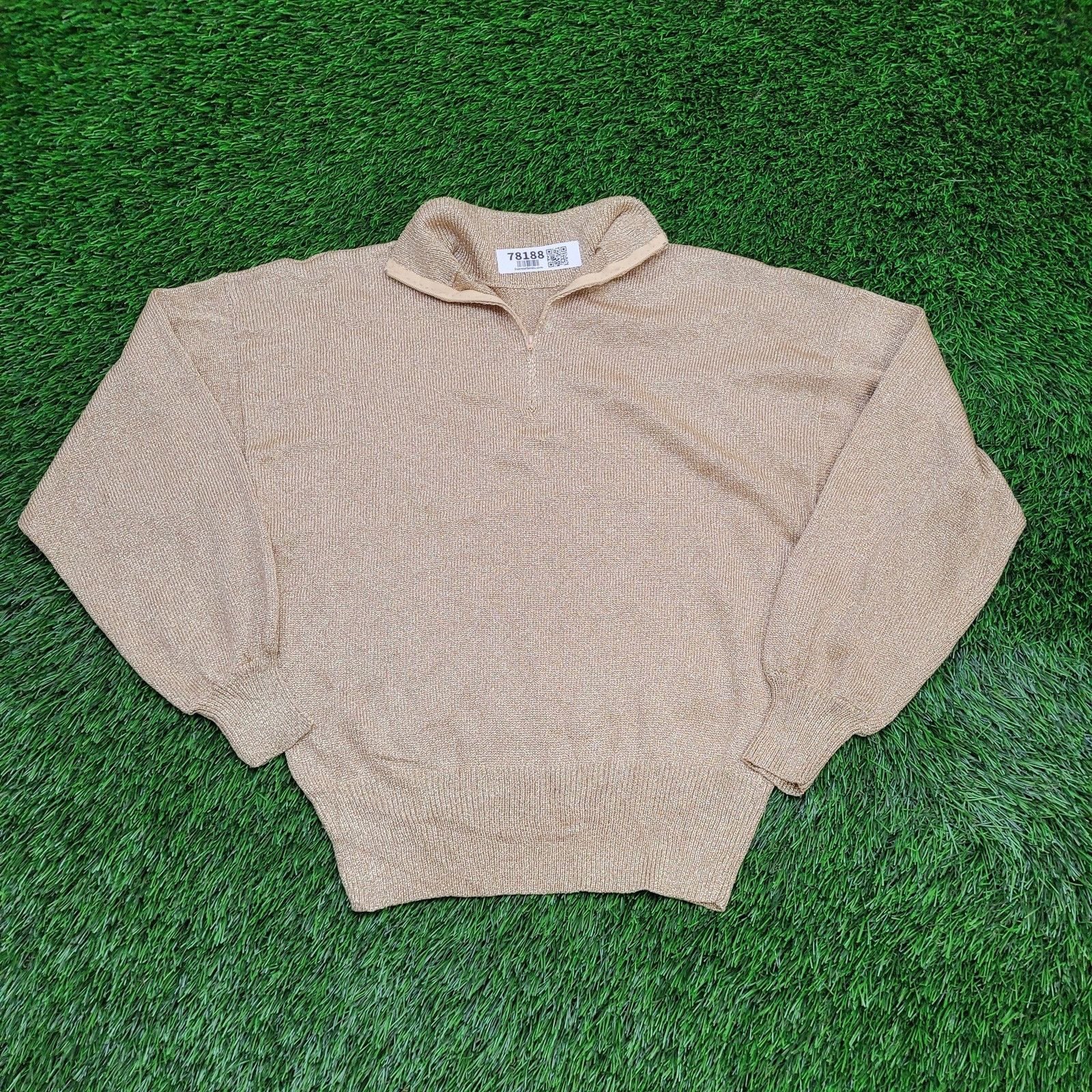 Other VTG 70s Gold Metallic Shimmer Sweater 1/4 Zip Lurex Top M Size M / US 6-8 / IT 42-44 - 1 Thumbnail