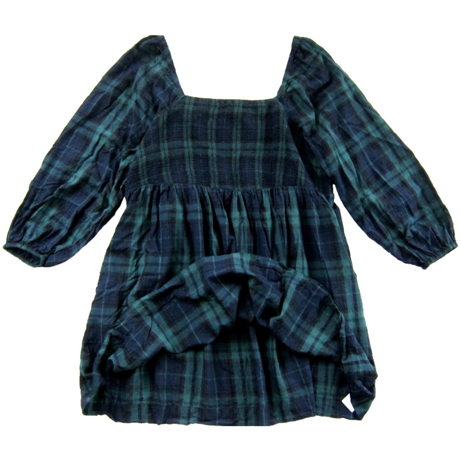 Old Navy VINTAGE Old Navy Blue Green Plaid Checkered Long Sleeve Pocket Smock Dress XXL Size XXL / US 16-18 / IT 52-54 - 4 Thumbnail
