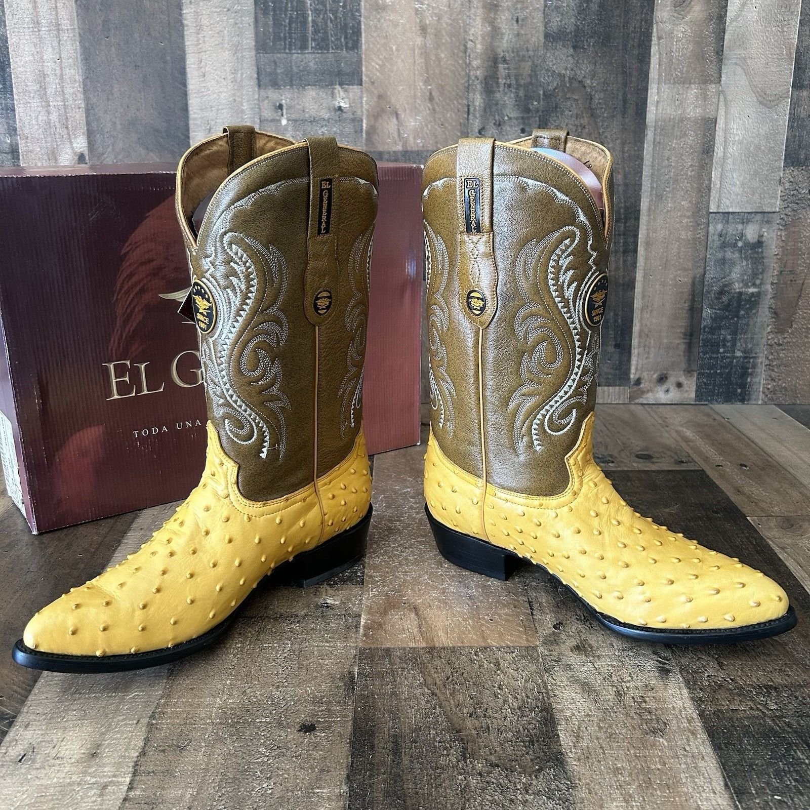 Vintage El General Ostrich Print Western Cowboy Boots Mens 11 EE Size US 11 / EU 44 - 12 Thumbnail