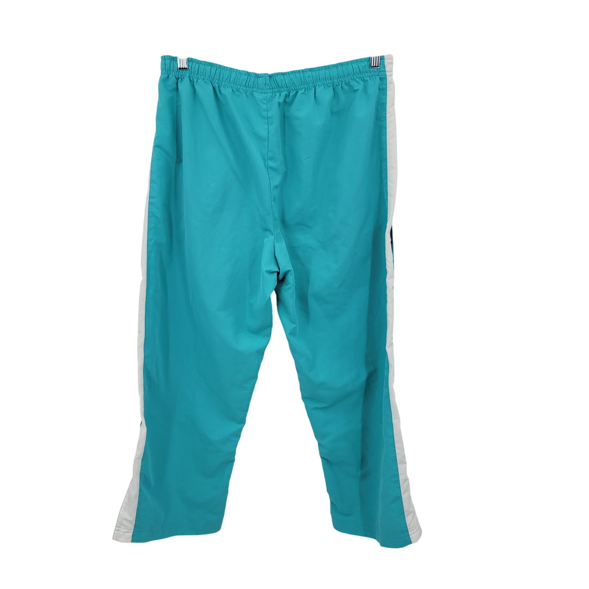 Vintage Vtg 80s Turquoise Track Pants L High Rise Drawstring Elastic Size 31" - 5 Thumbnail