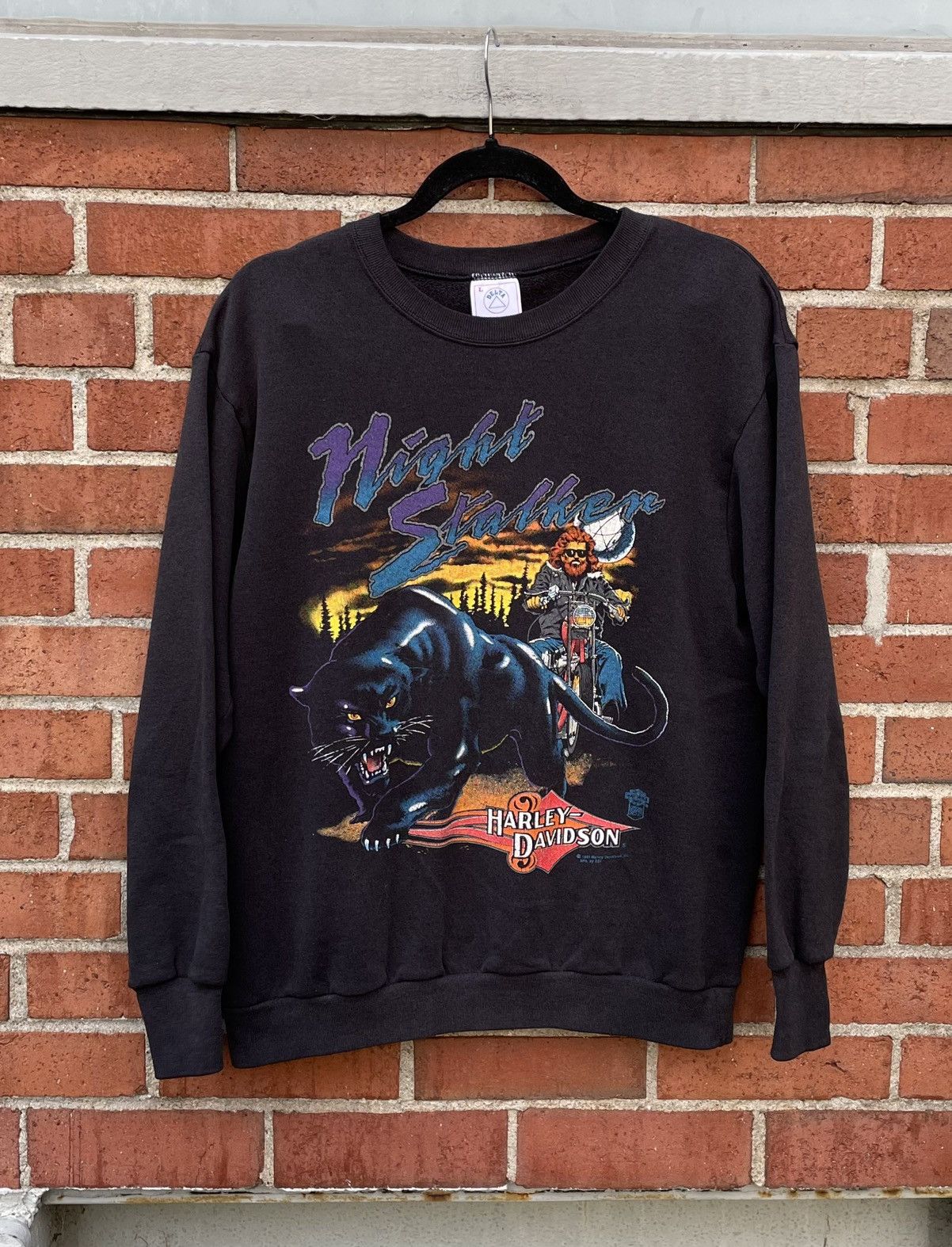 Harley Davidson RARE Vintage 1991 Harley Davidson Night Stalker Sweatshirt Size US L / EU 52-54 / 3 - 1 Thumbnail