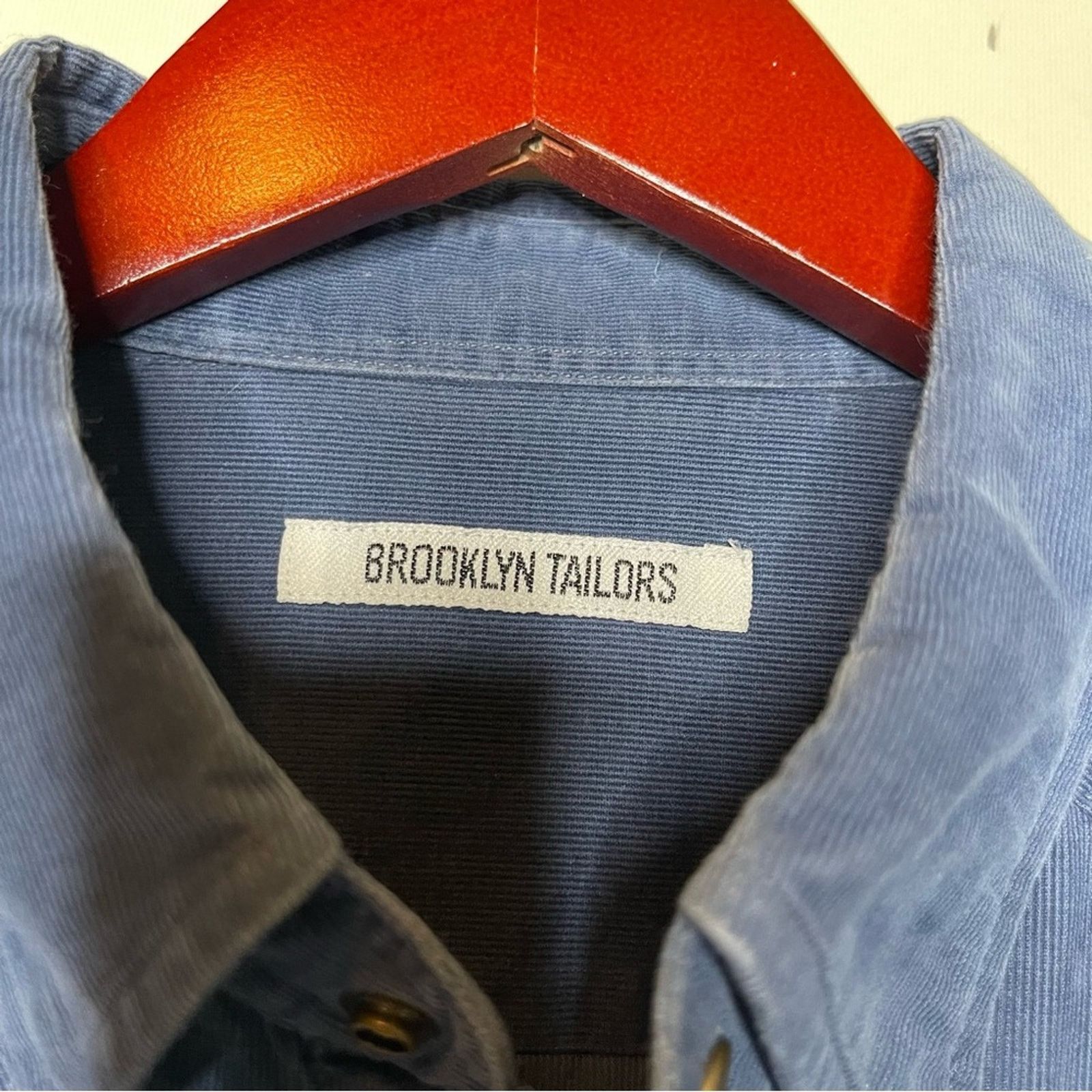 Brooklyn Tailors Brooklyn Tailors Blue corduroy snap button collared shirt XL Size US XL / EU 56 / 4 - 4 Thumbnail