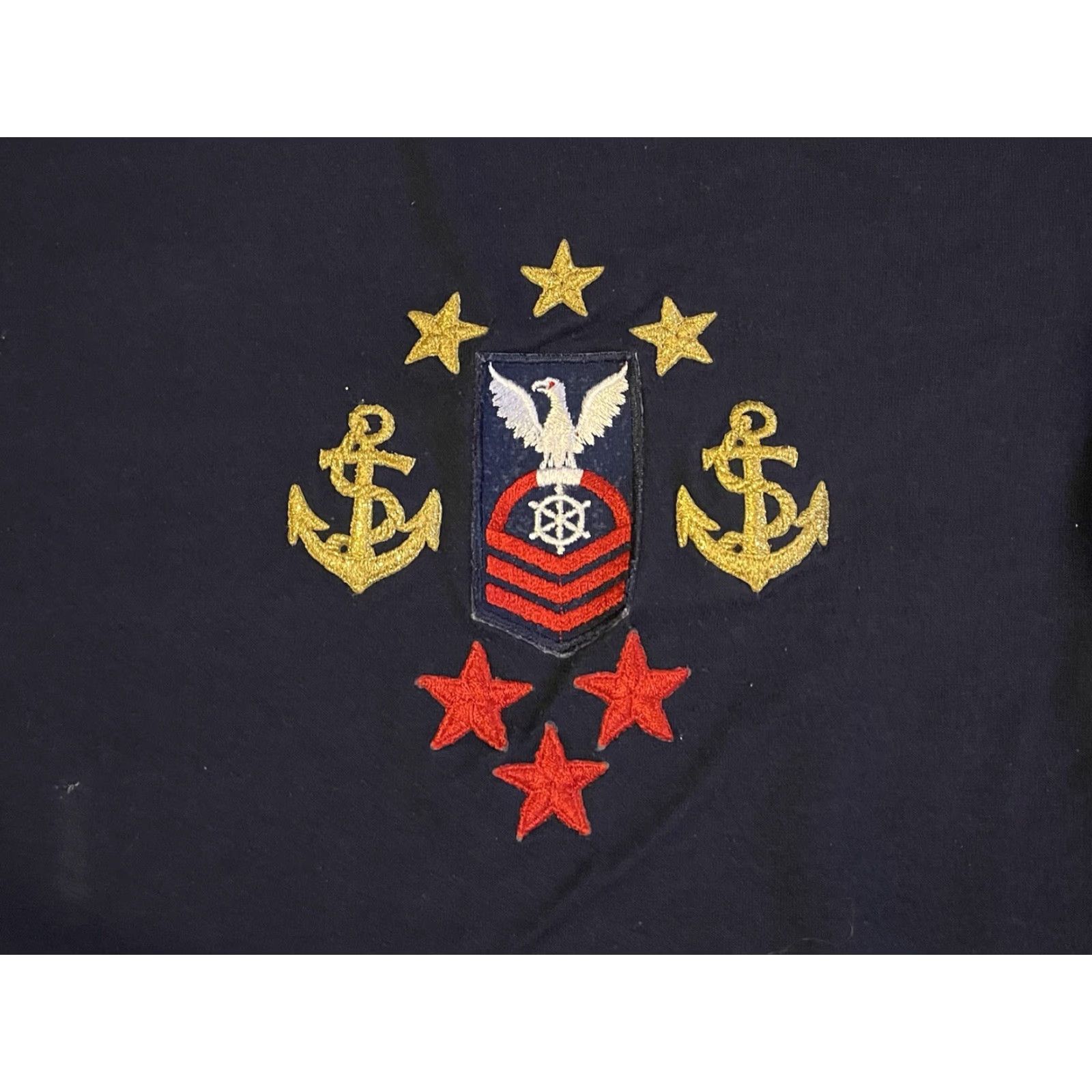 Jerzees VINTAGE Jerzees T-Shirt Navy Appliqué Blue Classic Short Sleeve XL Women’s Crew Neck Shirt Size XL / US 12-14 / IT 48-50 - 3 Thumbnail
