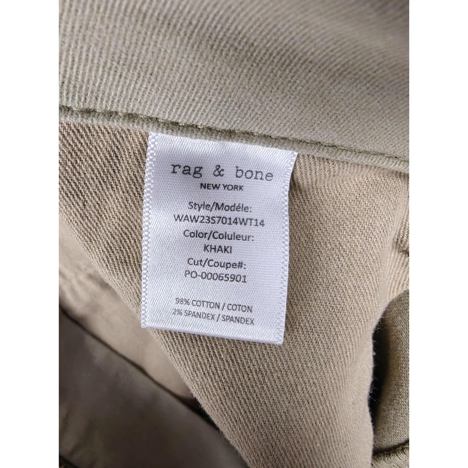 Rag & Bone Rag & Bone Pants Womens 4 Beige Twill Wide-Leg High Rise Chino Stretch Casual Size 27" / US 4 / IT 40 - 4 Thumbnail