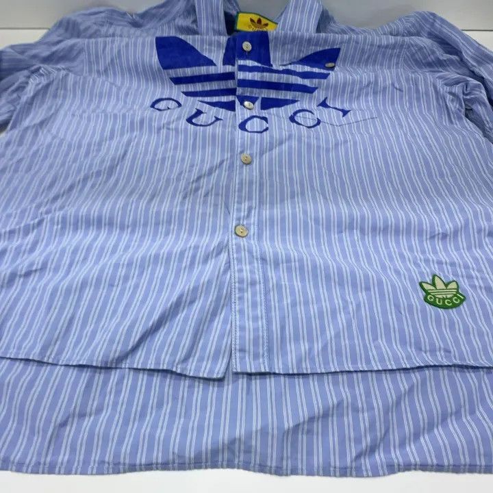 Gucci Gucci Gucci x Adidas Striped Logo Long Sleeve Shirt -2506 Size US XL / EU 56 / 4 - 8 Thumbnail