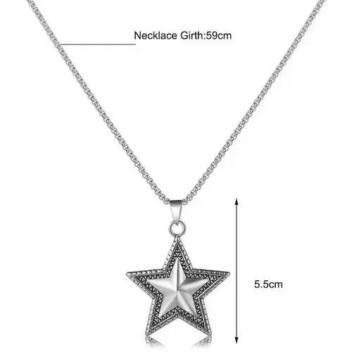 Jewelry Five Pointed Star Pendant Rope Chain Necklace Size ONE SIZE - 4 Thumbnail
