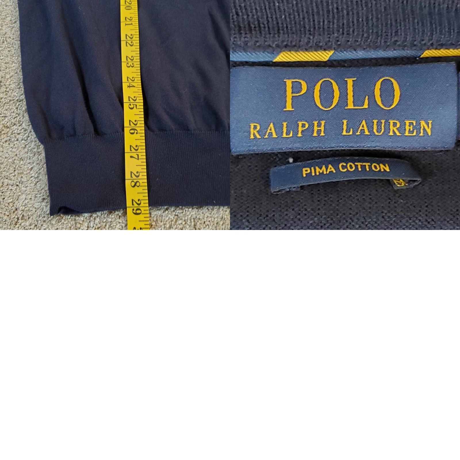 Ralph Lauren VINTAGE Polo Ralph Lauren Sweater Shirt Men L Navy V-Neck 100% Pima Cotton Pullover Regular Fit Size US L / EU 52-54 / 3 - 8 Thumbnail