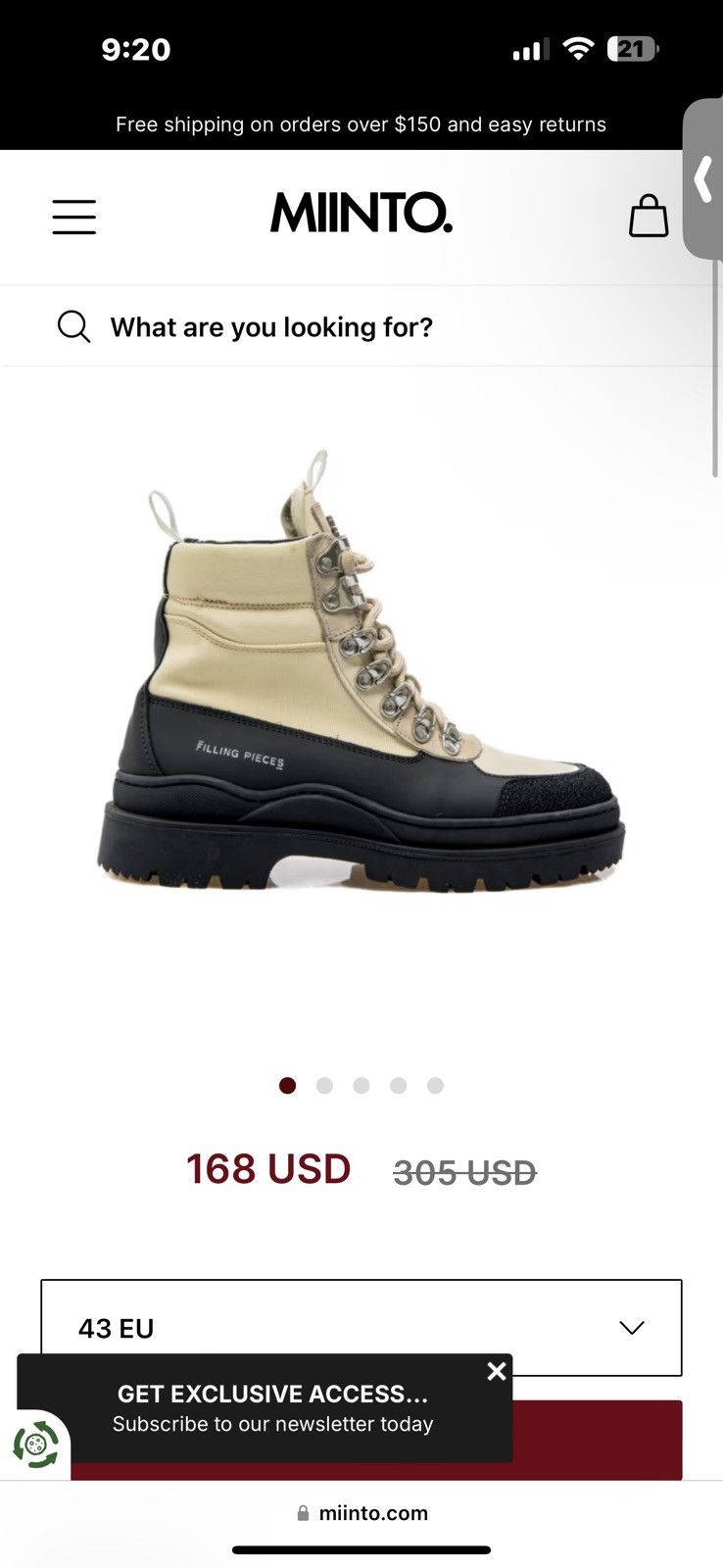 Filling Pieces Filling Pieces Beige on Black Hiking Boots Size US 9.5 / EU 42-43 - 5 Thumbnail
