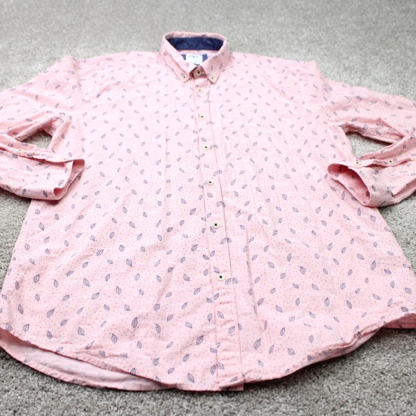 Zara Zara Shirt Mens Large Pink Relaxed Geometric AOP Button-Up Long Sleeve Cotton L/S Printed Leaves Flower Mermaid Print Holiday Casual Daywear Size US L / EU 52-54 / 3 - 3 Thumbnail