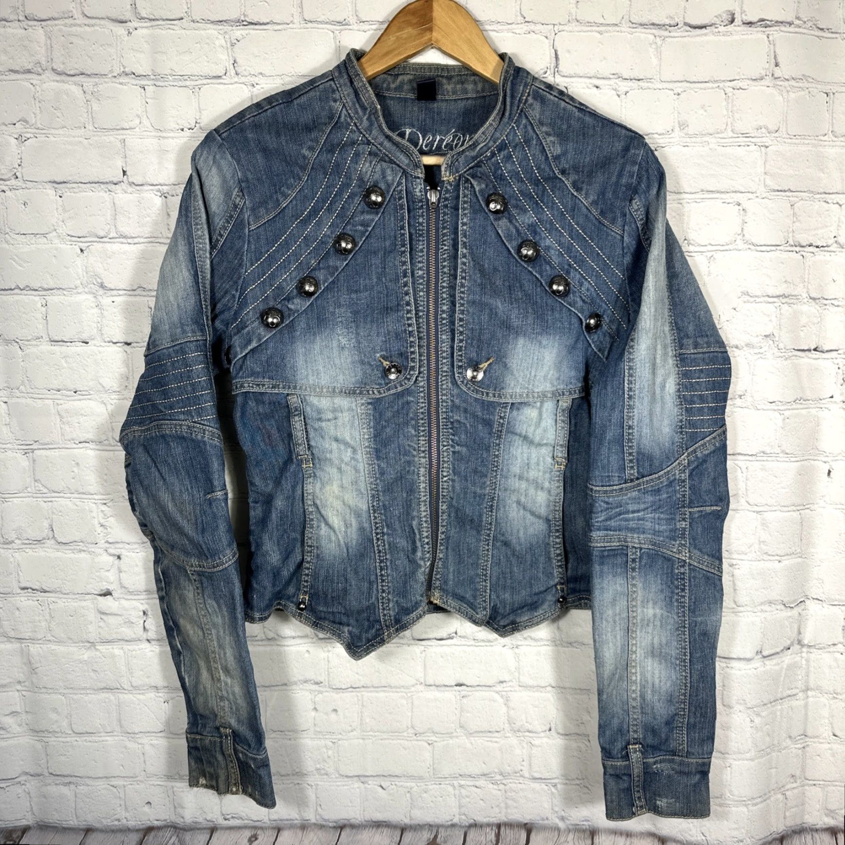 Denime Y2K Dereon Jean Jacket Womens Large Denim Zip Button Up Beyoncé Boho Shirt Womens L Denim Jacket 90s Bohemian Shirts Men? Size 36" / US 14 / IT 50 - 2 Thumbnail