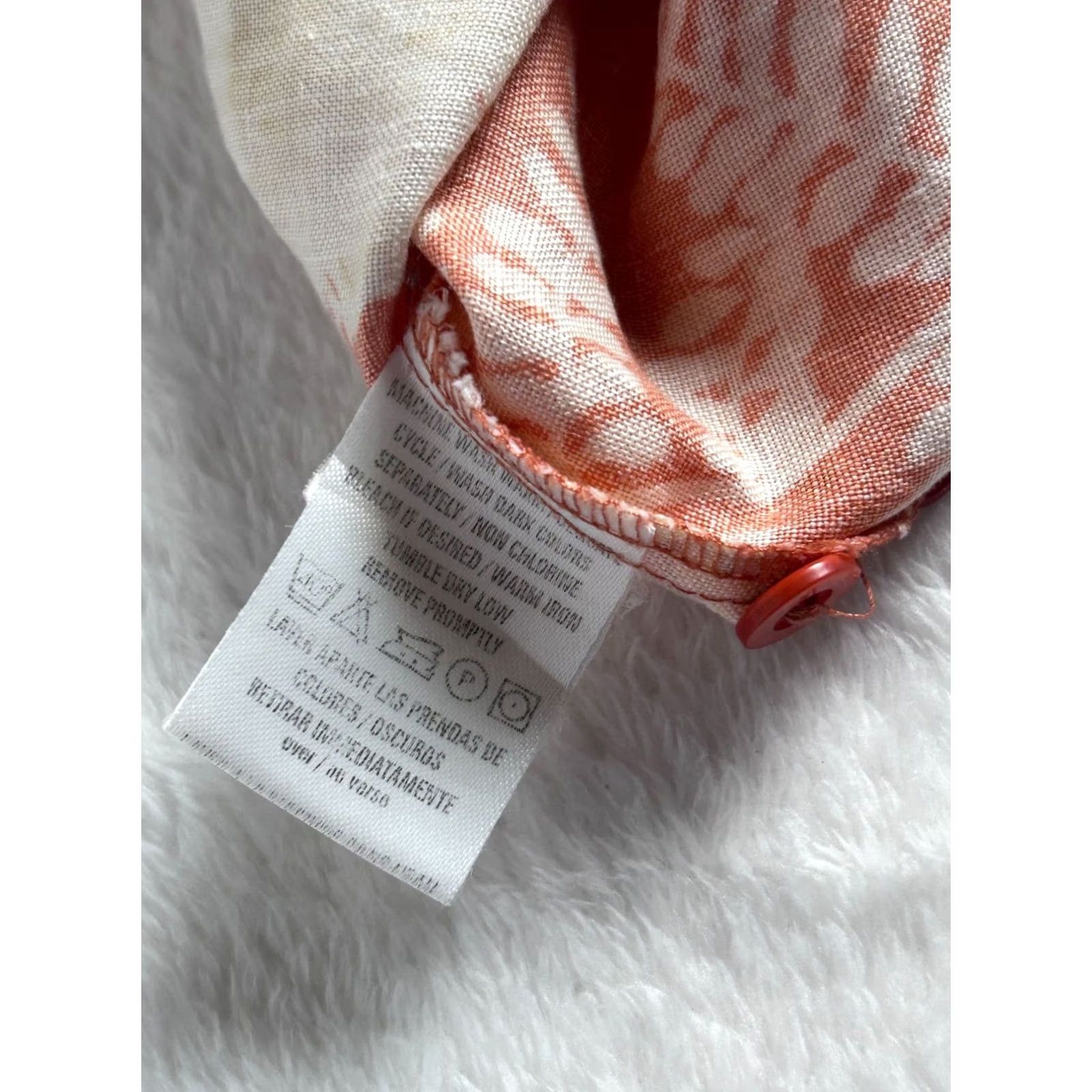 Liz Claiborne Liz Claiborne Lizsport Womens Floral Coral Linen Button-Up Shirt Petite Small Size S / US 4 / IT 40 - 4 Thumbnail