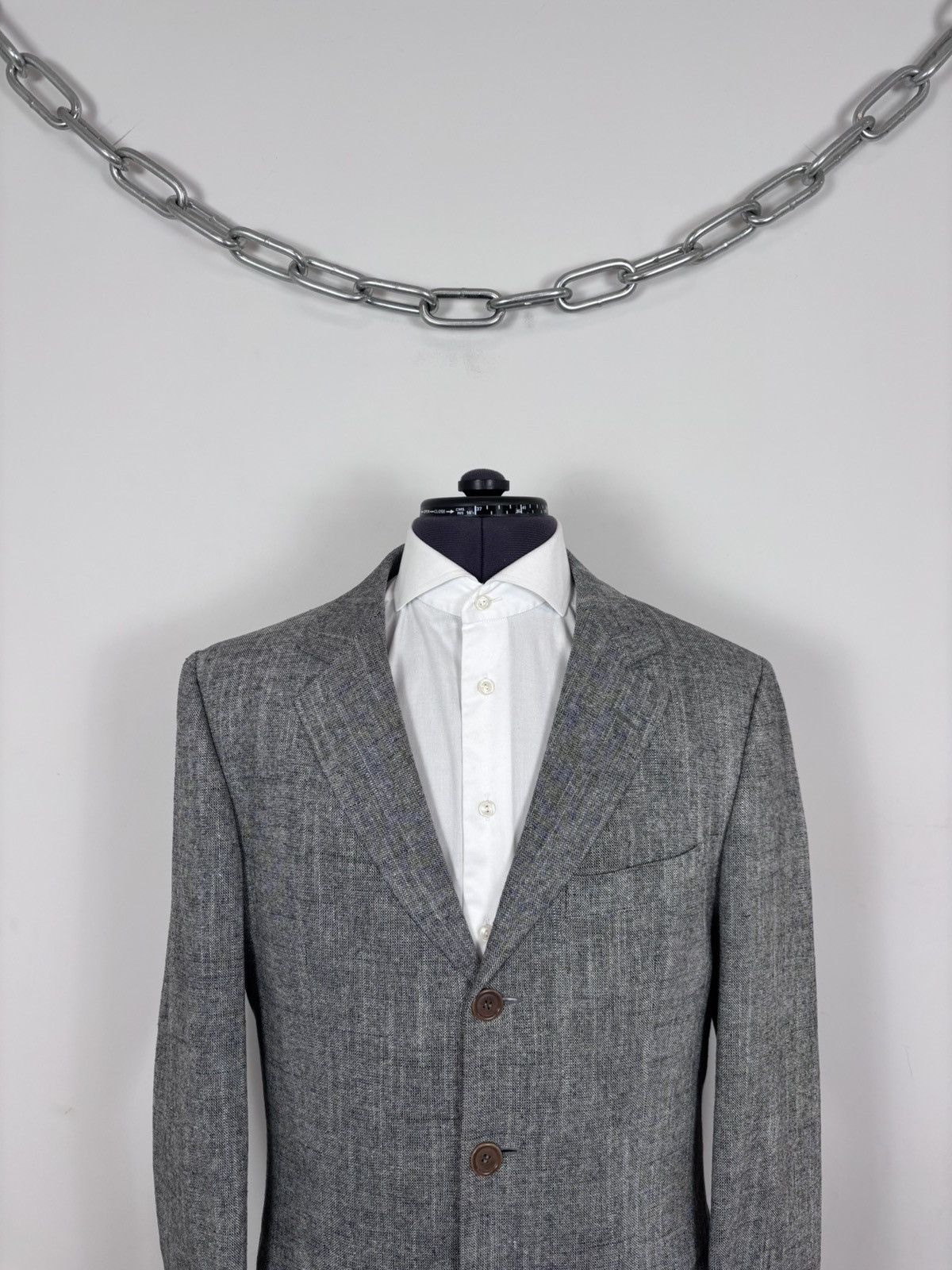 Ermenegildo Zegna Ermenegildo Zegna Soft Grey Textured Silk Blazer Jacket Size 44R - 2 Thumbnail