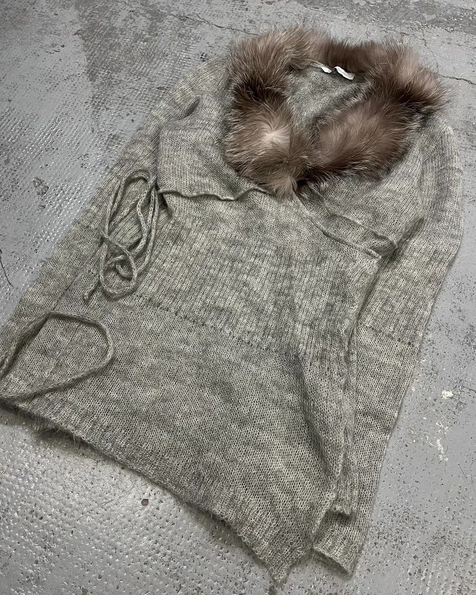 Daniele Alessandrini Daniele Alessandrini Fur Collar Mohair Cardigan Size M / US 6-8 / IT 42-44 - 4 Thumbnail