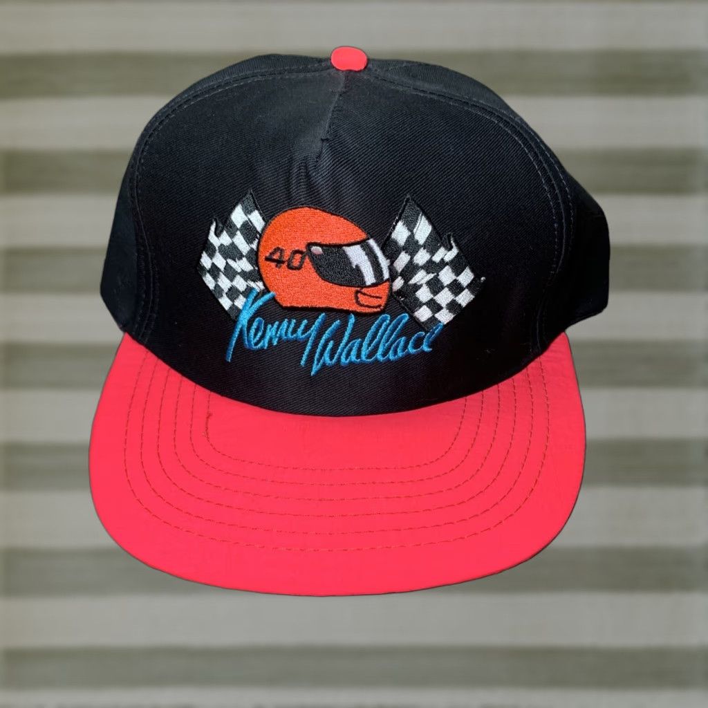 Vintage VINTAGE Kenny Wallace #40 Black Pink Hat Snap Back Cap NASCAR 90’s Made in USA Size ONE SIZE - 1 Thumbnail