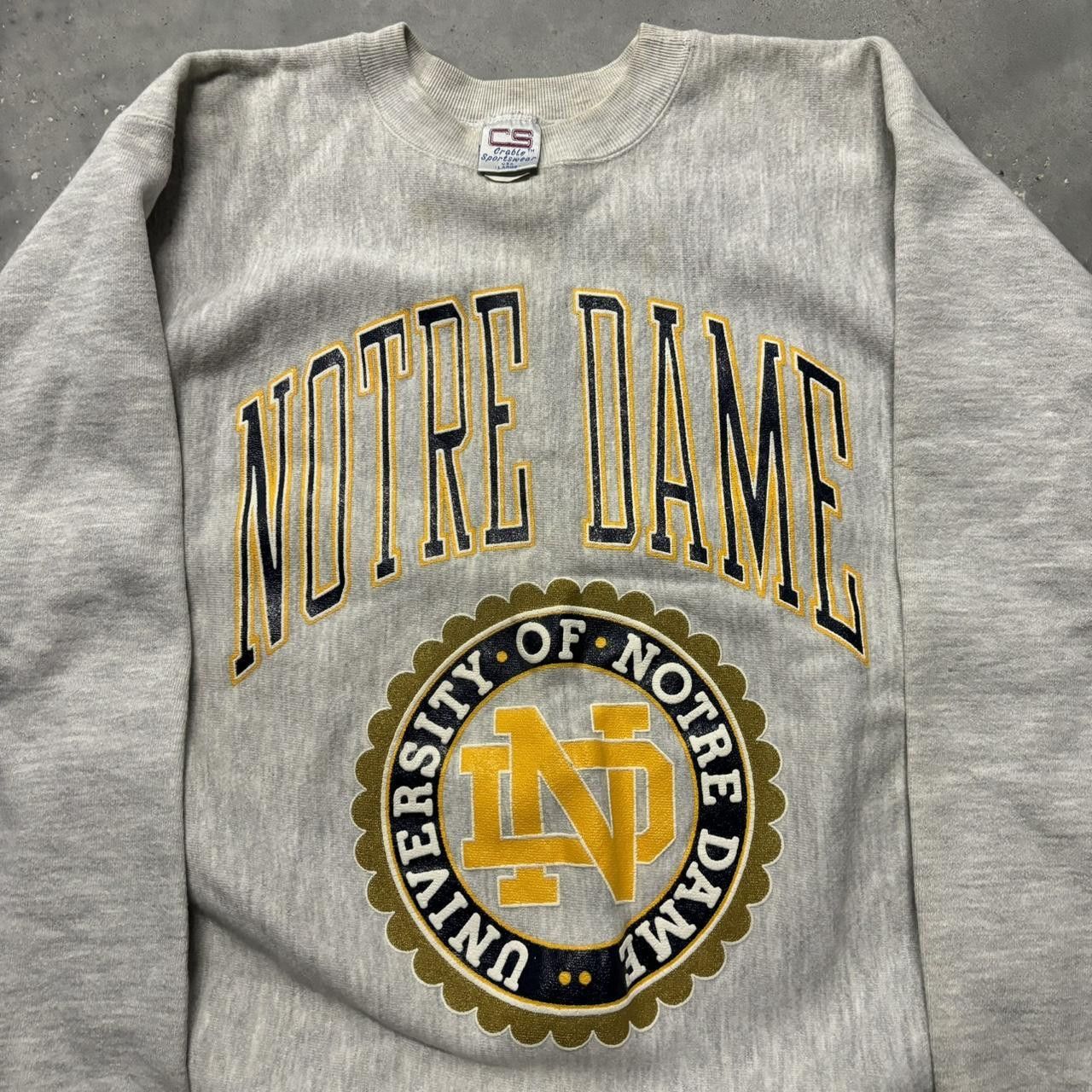 Vintage Crazy Vintage 90s Norte Dame College Reverse Weave College Essential Sweatshirt! Size US L / EU 52-54 / 3 - 2 Thumbnail