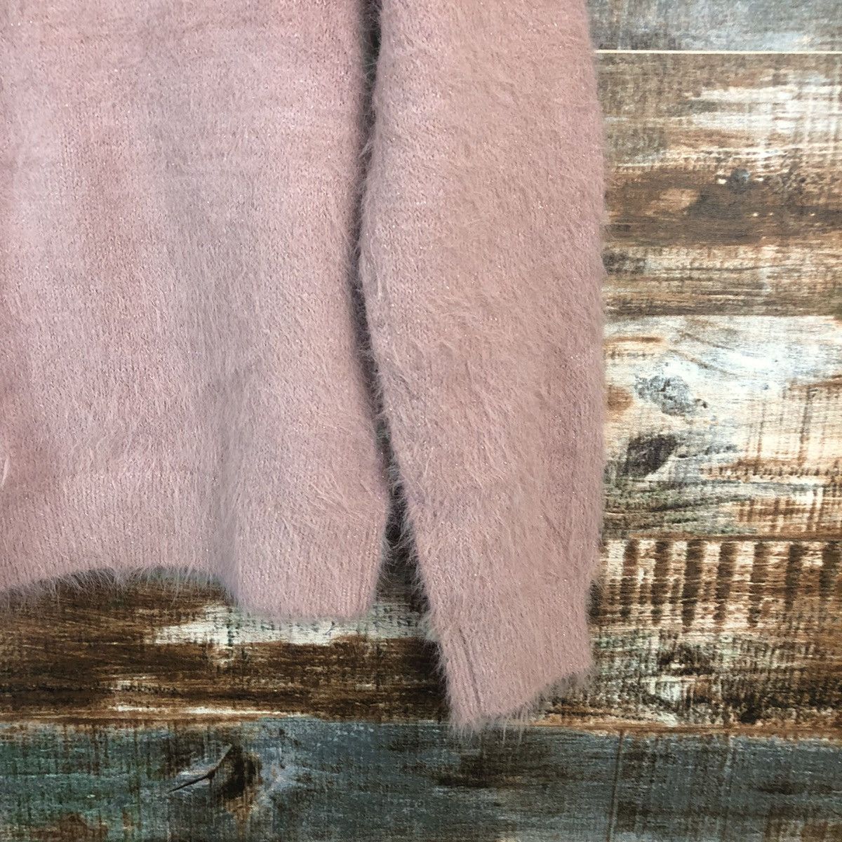 Homespun Knitwear × Japanese Brand DL Beams Heart Pink Mohair fur shaggy Knitwear #C320 Size XS / US 0-2 / IT 36-38 - 16 Thumbnail