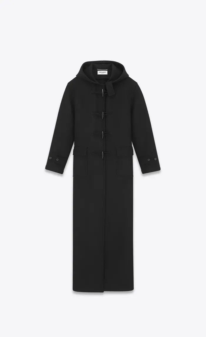 o1bcso1str1124 Long Duffle Coat In Wool in Black