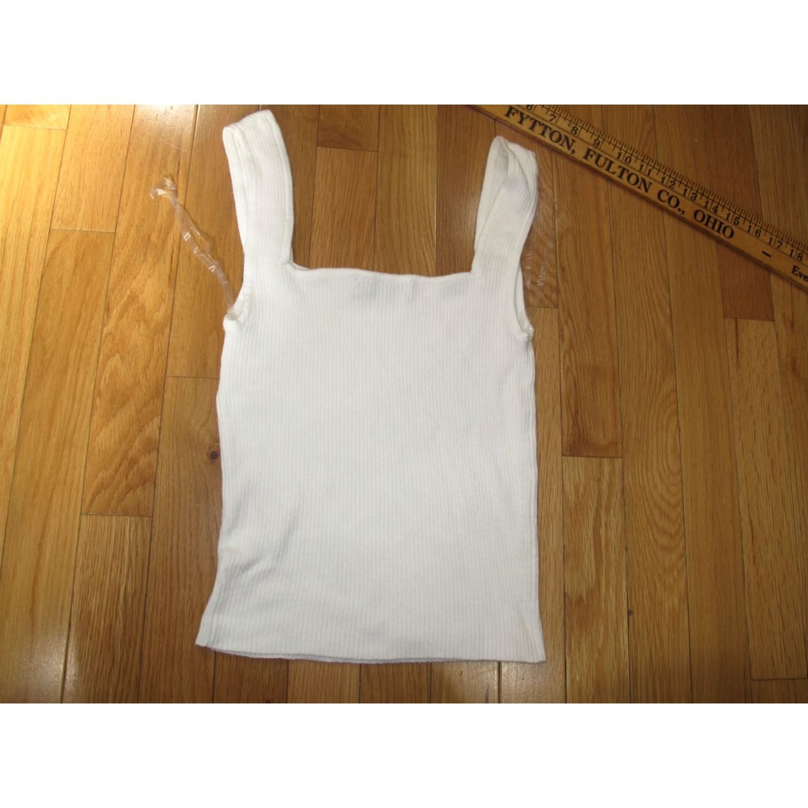 Alife SO Goods for Life Ribbed Crop Tank Top Women's M White Sleeveless Square Neck Tank Cropped Cotton USA Size M / US 6-8 / IT 42-44 - 6 Thumbnail