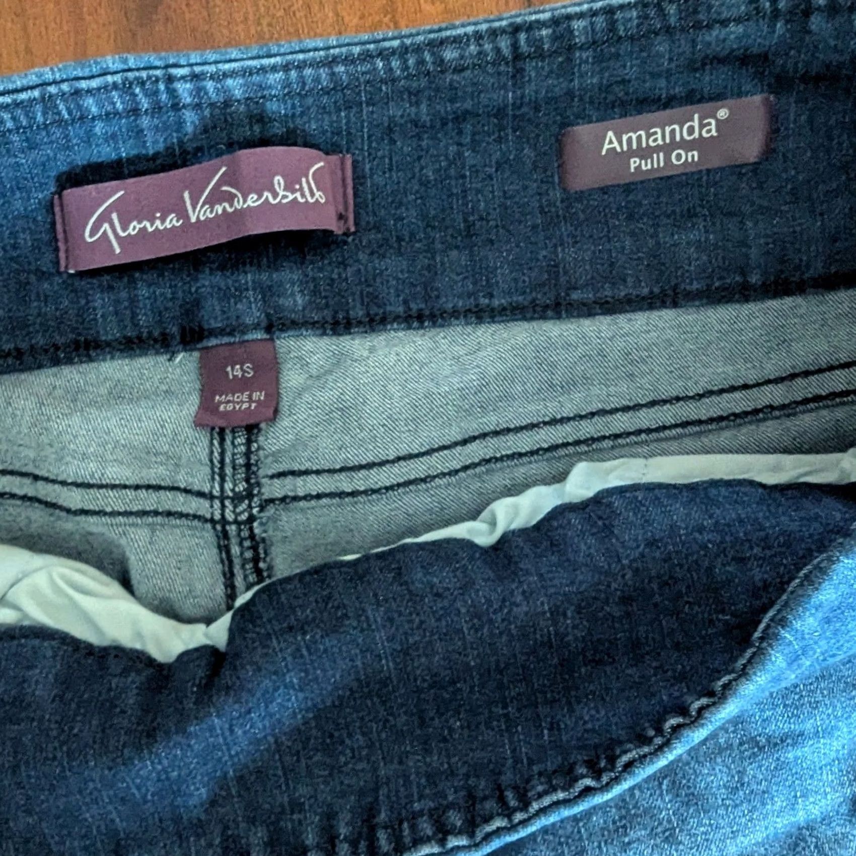 Gloria Vanderbilt VINTAGE Gloria Vanderbilt Amanda Pull On Jeans Sz 14P Medium Wash High Rise Stretch Pink Swan Logo 5-Pocket Size 36" / US 14 / IT 50 - 8 Thumbnail