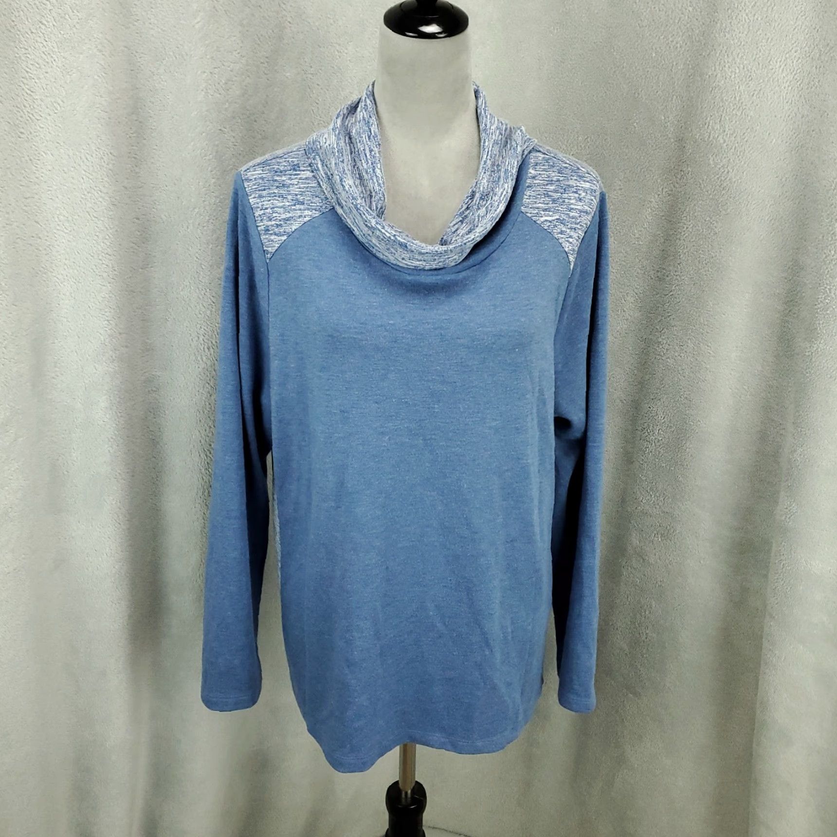 Vintage Chicos Sweater Women's XL Blue Turtleneck Long Sleeve Pullover Knit Size XL / US 12-14 / IT 48-50 - 2 Thumbnail