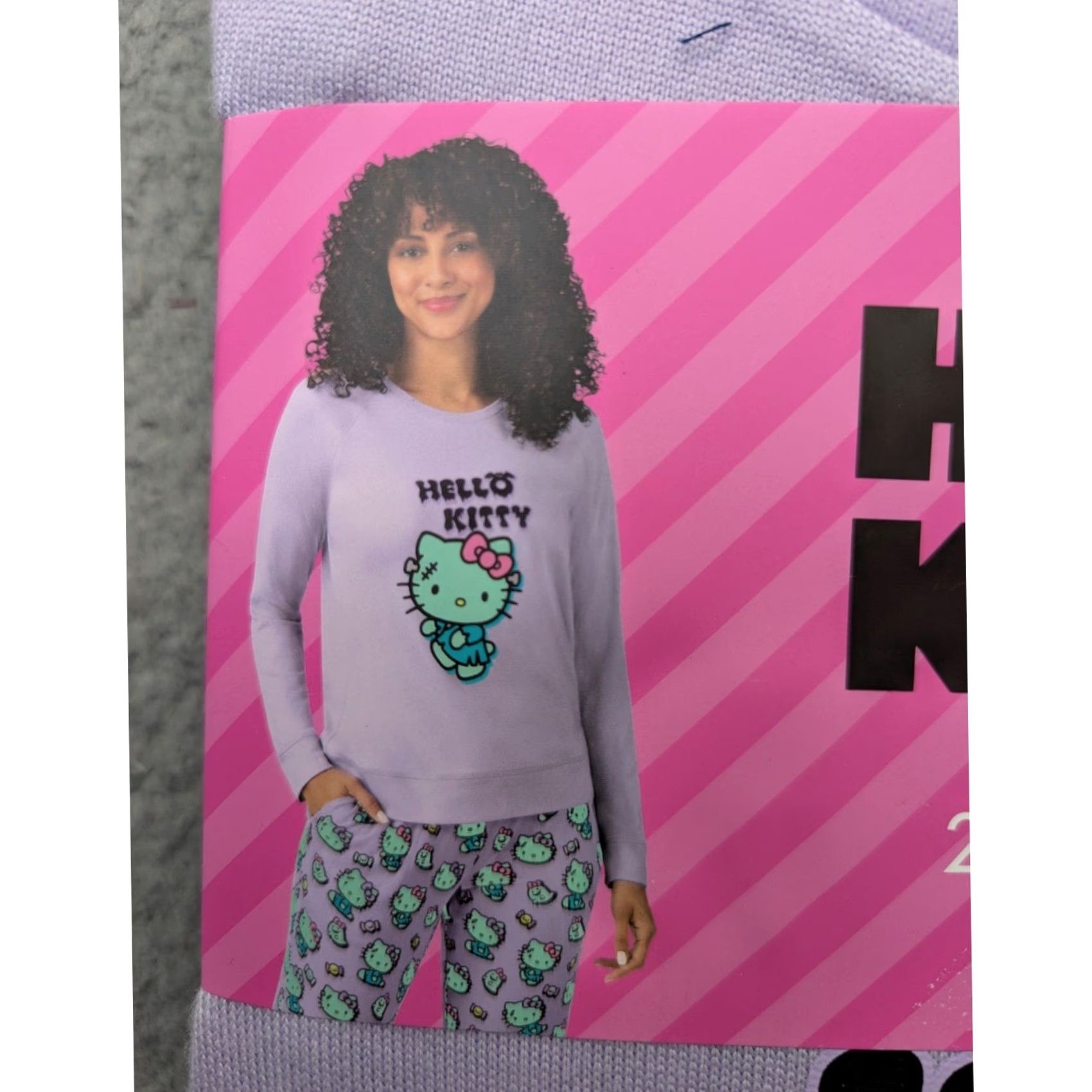 Vintage Hello Kitty Pajama Set Womens Large Purple Mummy Frankenstein 2PC NEW Size ONE SIZE - 2 Thumbnail