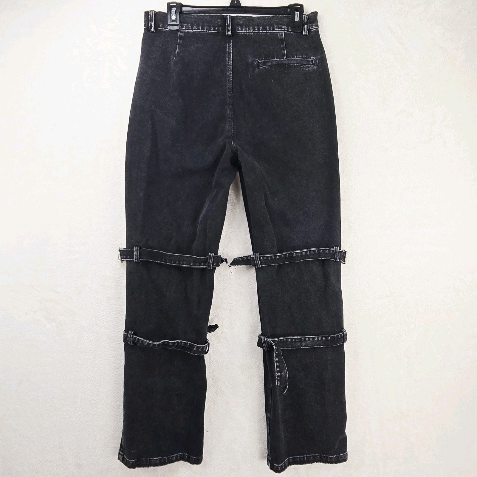 Other MODITEC Jeans 30x29 Black Buckle Strap Legs Goth Rave Emo Size US 30 / EU 46 - 10 Thumbnail