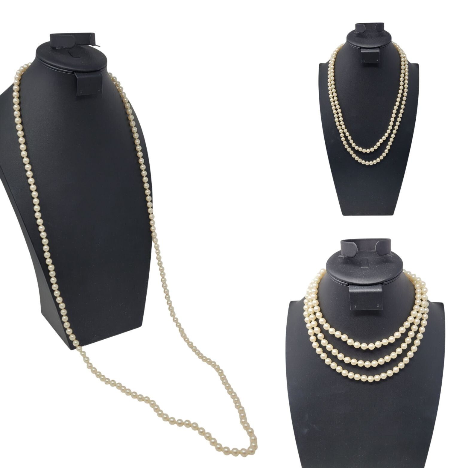 Vintage Vtg Flapper Hand Knotted Faux Pearl Necklace Glass Ivory Cla Size ONE SIZE - 1 Thumbnail