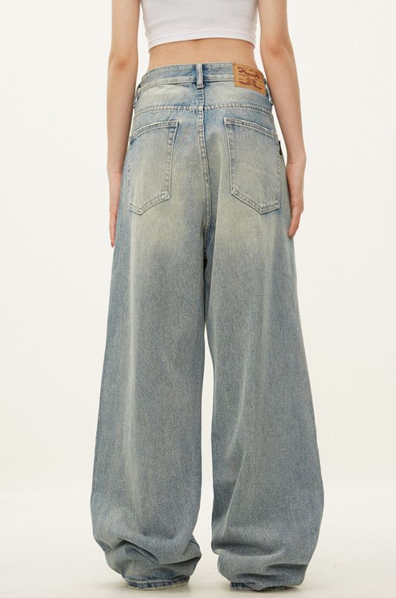 Vintage American men's retro washed loose casual straight leg jeans Size US 32 / EU 48 - 4 Thumbnail