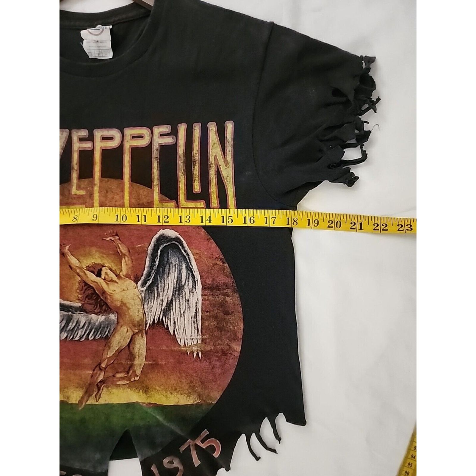 Delta Womens Led Zeppelin Shirt Black Fringed Cropped Tee Top S Size S / US 4 / IT 40 - 9 Thumbnail