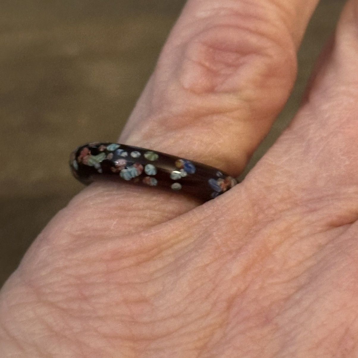 Vintage Vintage hand painted floral glass ring Size ONE SIZE - 2 Thumbnail