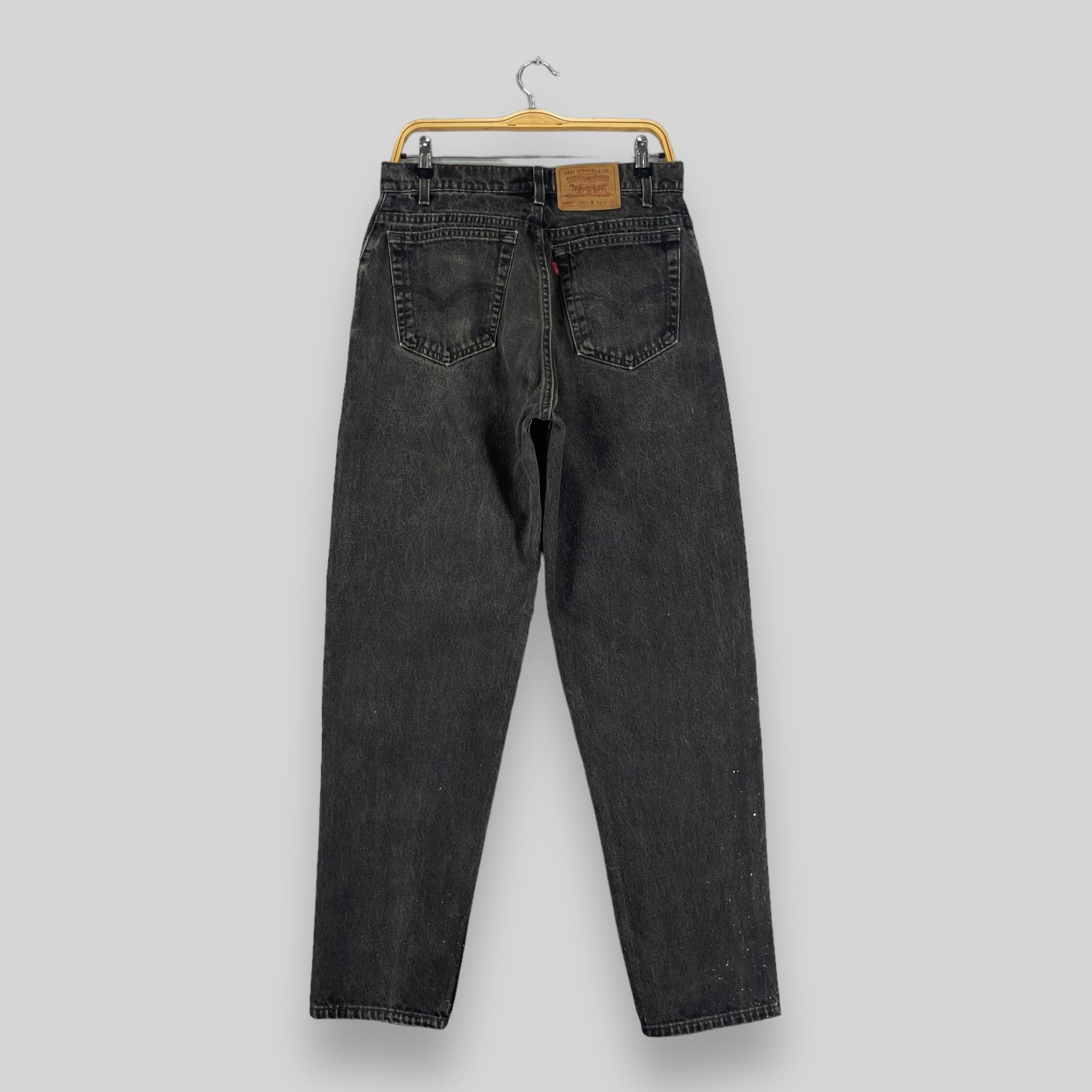 Jean × Levi's × Levi's Vintage Clothing W31 L32 Vintage Levis 560 Paint Splatter Black Wash Jeans Size 31" - 8 Thumbnail