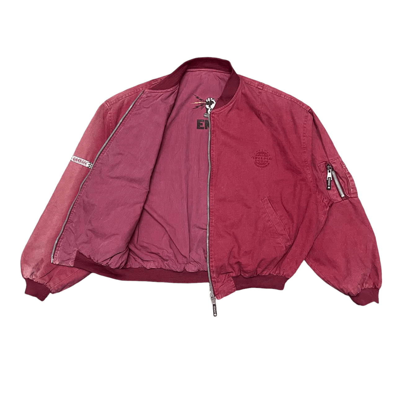 Energie Vintage Energie Sunfaded Canvas Bomber Jacket Reversible Size US L / EU 52-54 / 3 - 1 Thumbnail
