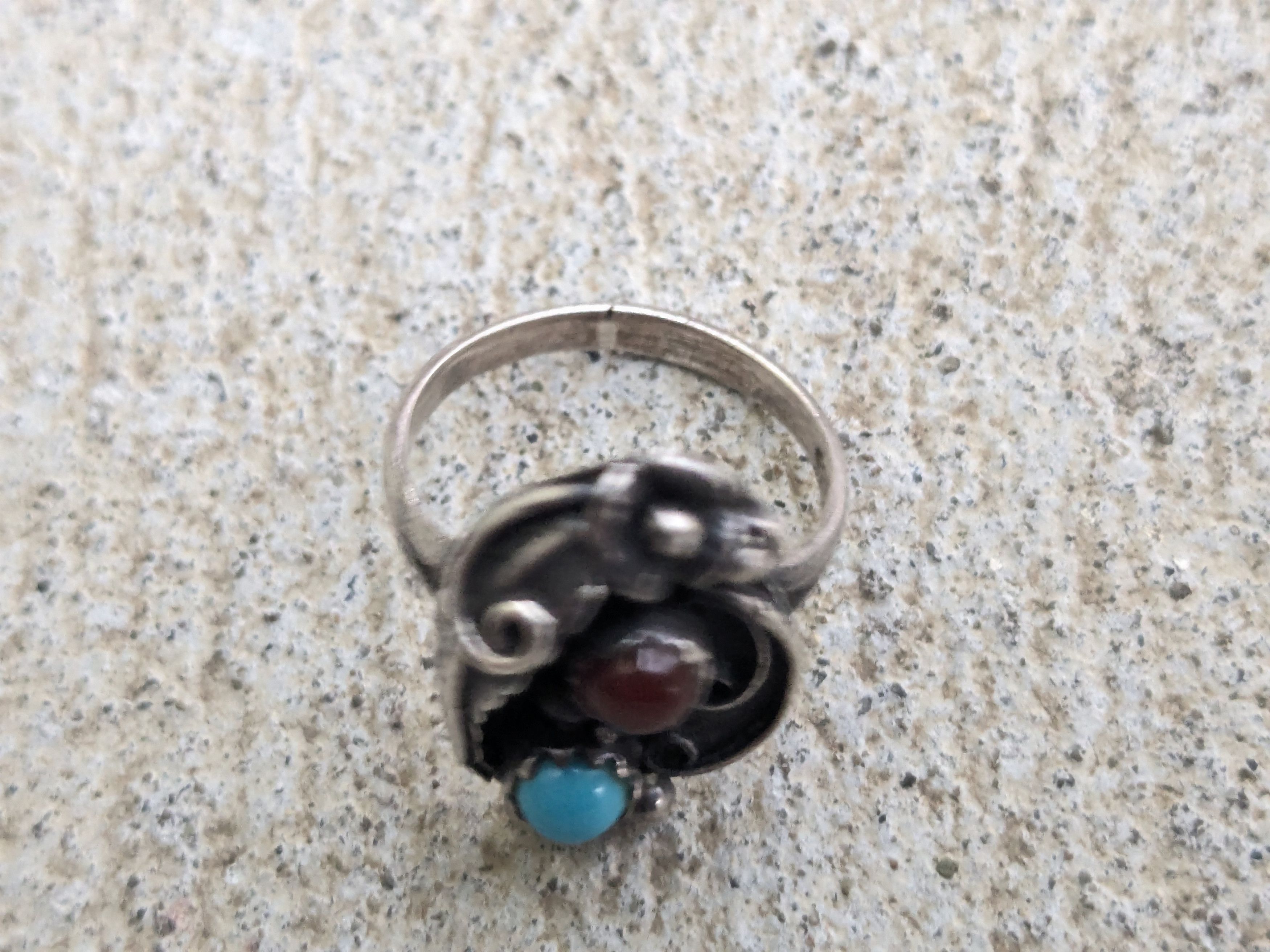 Jewelry × Sterling Silver Vintage Sterling Silver Ring Turquoise Agate 5.75 Native Size ONE SIZE - 6 Thumbnail
