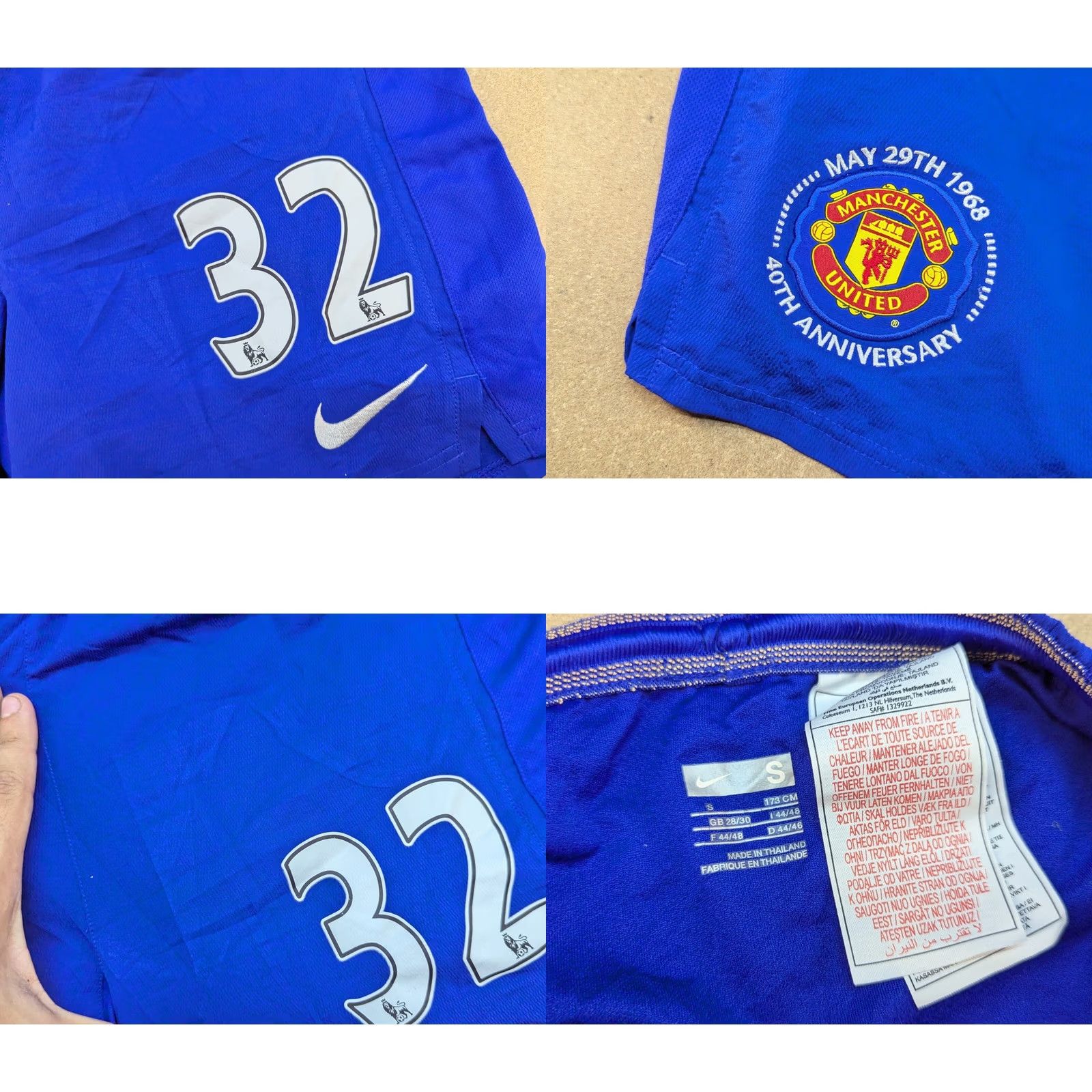 Nike Nike Manchester United Shorts Soccer 2008-2009 S Blue Adult Mens Tevez #32 Thord Athletic Size US 29 - 8 Thumbnail
