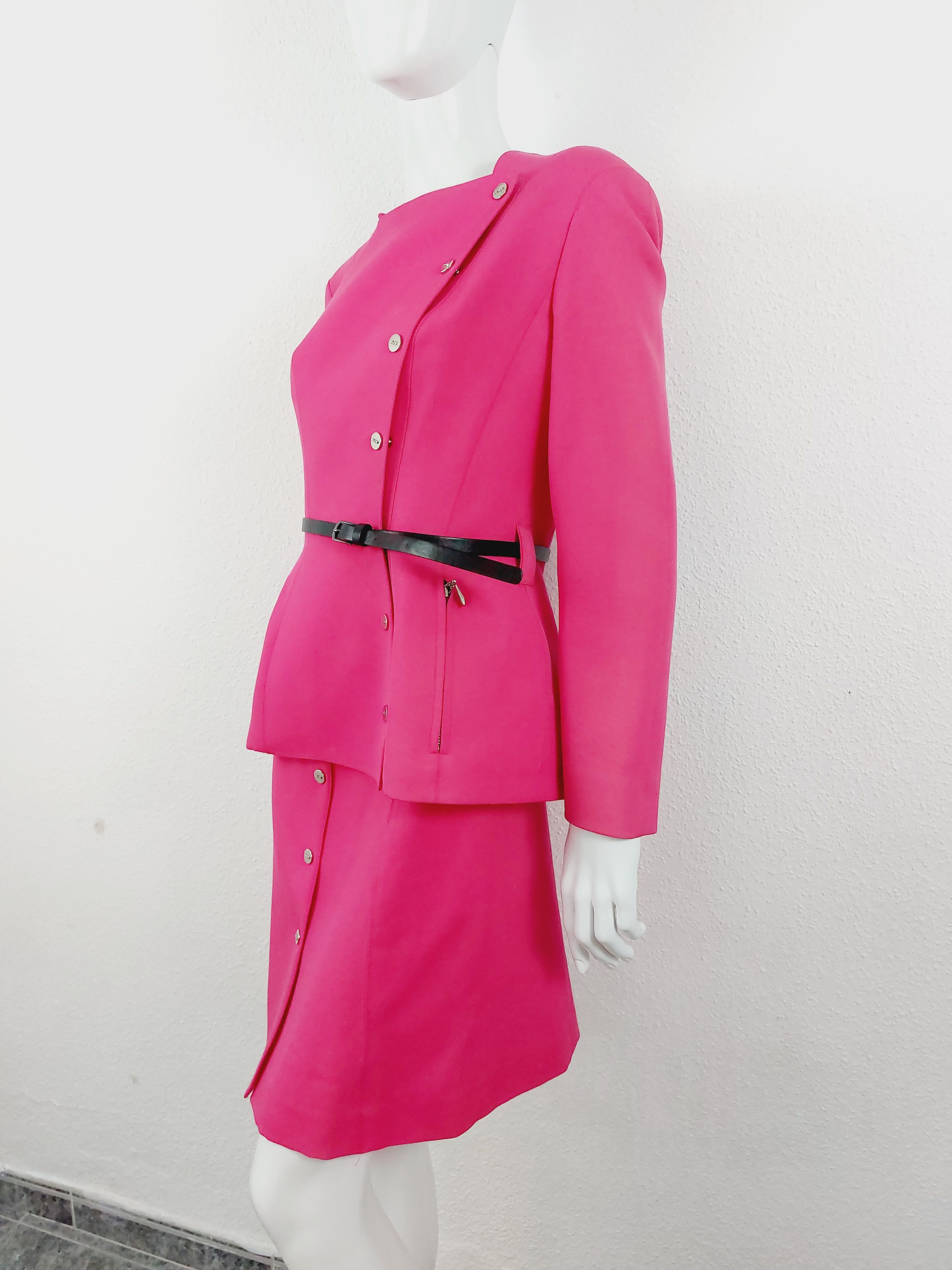 Thierry Mugler Thierry Mugler 1980s Hot Pink Sculptural Suit Set Blazer Size M / US 6-8 / IT 42-44 - 10 Thumbnail