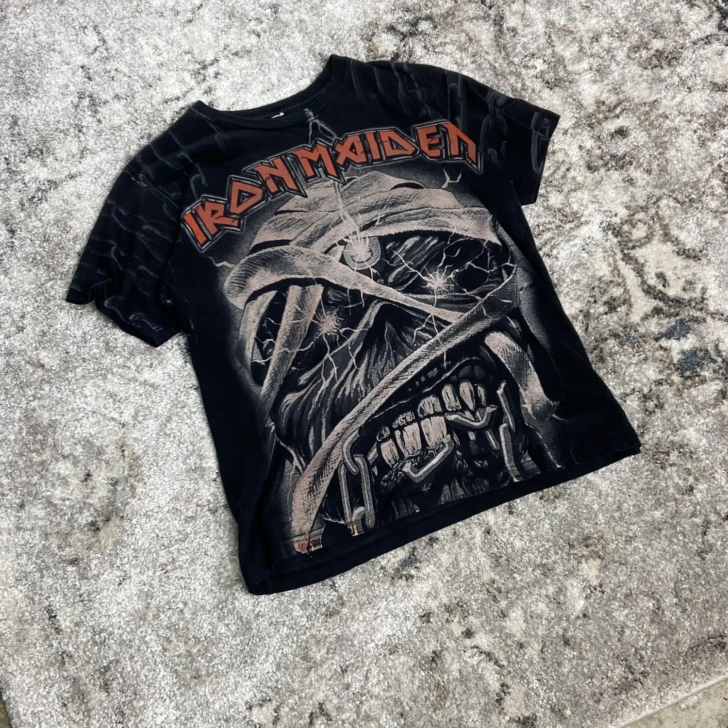 Iron Maiden Y2K IRON MAIDEN DISTRESSED RARE OVERPRINTED BOXY TEE - № 238 Size US S / EU 44-46 / 1 - 1 Thumbnail