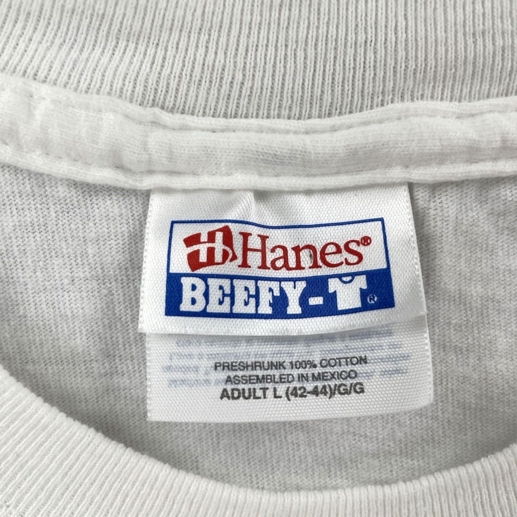 Hanes Vtg Hanes Beefy-T Shirt Large White 90s Y2K Graphic Print Men Lady In Costume Size US L / EU 52-54 / 3 - 7 Thumbnail
