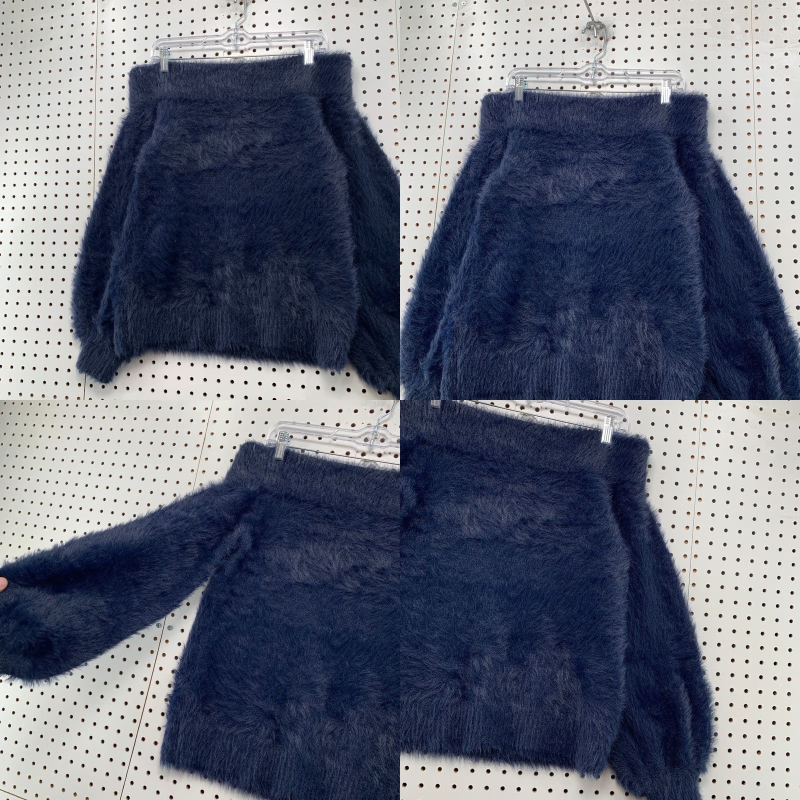 Banana Republic Banana Republic Sweater Womens S Navy Blue Puff Sleeve Off Shoulder Knit Pullover Mens Womens Size S / US 4 / IT 40 - 9 Thumbnail