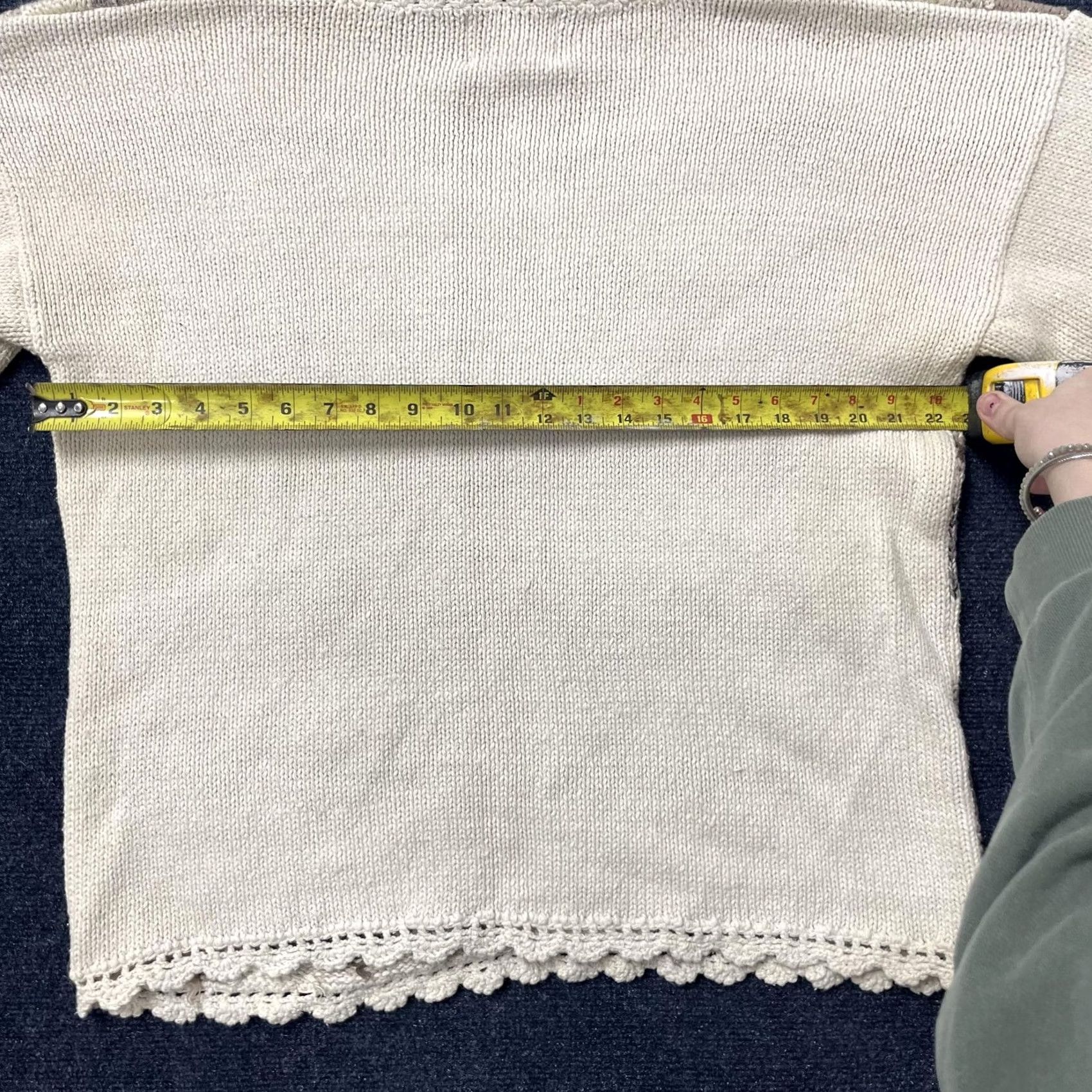 Vintage Heirloom Collectibles Womens Large Beige Knit Sweater Ramie Cotton Paisley Boho Size L / US 10 / IT 46 - 3 Thumbnail