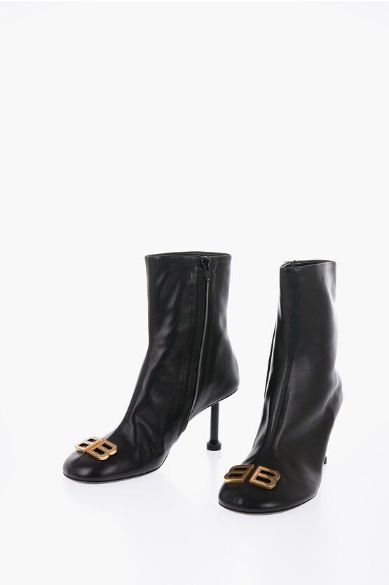 Leather Groupie Booties with Logo Statement