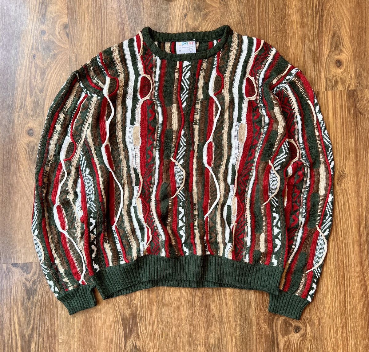Coogi Rarest Coogi 3D Knit / Sweater (Red/White/Green/Brown) Size US L / EU 52-54 / 3 - 1 Thumbnail