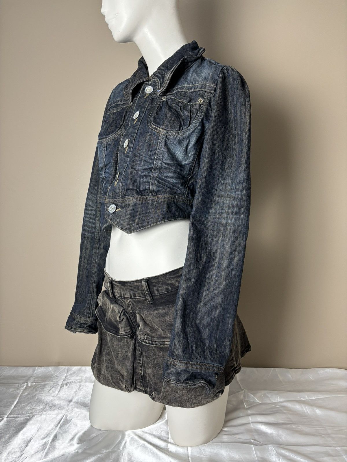 Other Avant garde 2000s cropped denim jacket with wire Size M / US 6-8 / IT 42-44 - 4 Thumbnail