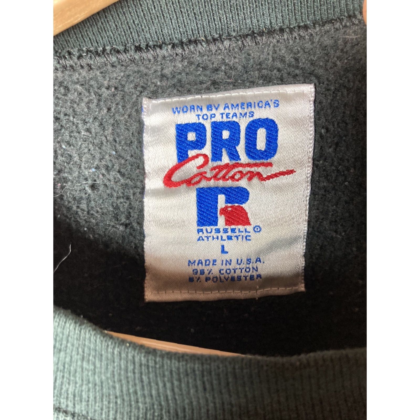 Vintage VINTAGE Russell Pro Cotton Reverse Weave Black Fade Sweatshirt L Mens 90s Pullover Size US L / EU 52-54 / 3 - 3 Thumbnail