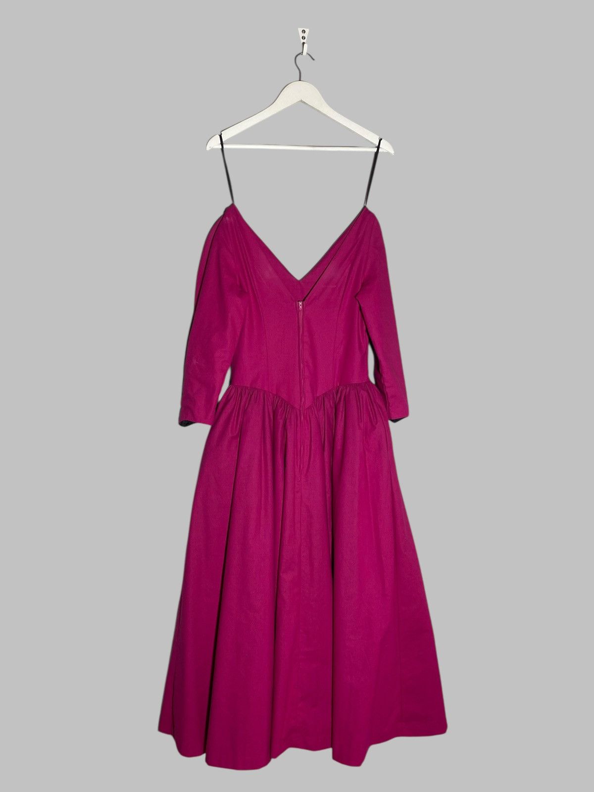 Laura Ashley Vintage 70s 80s Laura Ashley Deep Pink Puff Sleeve Dress Size M / US 6-8 / IT 42-44 - 3 Thumbnail